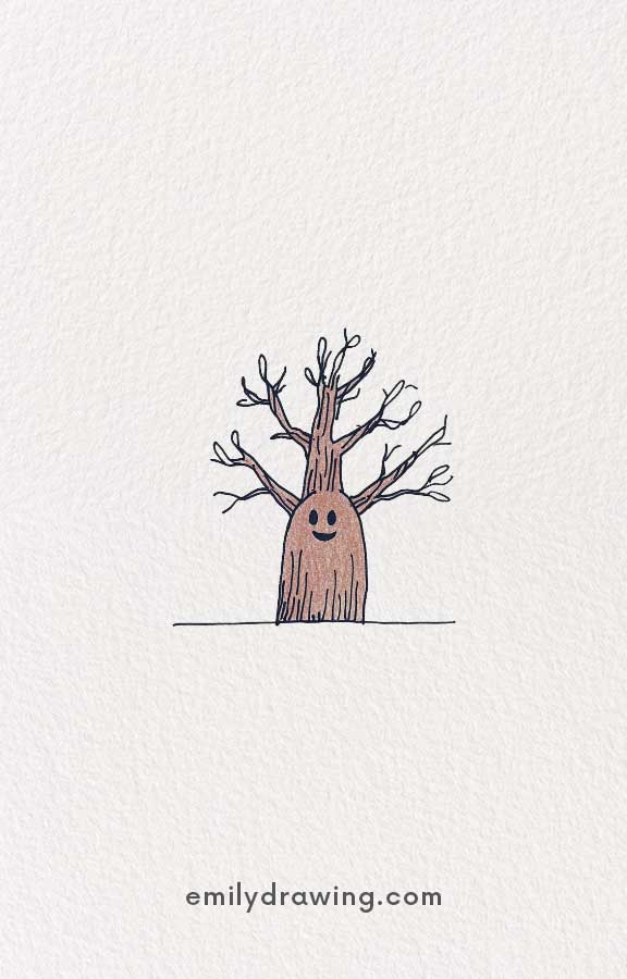 a spooky tree - Easy Cute Halloween Drawing Ideas for kids