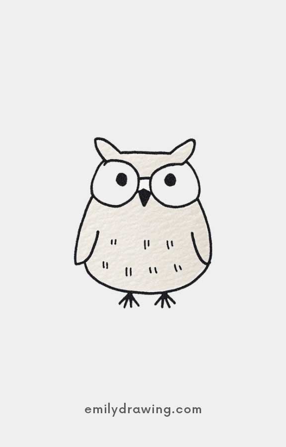 an adorable Owl - Easy Cute Halloween Drawing Ideas for kids