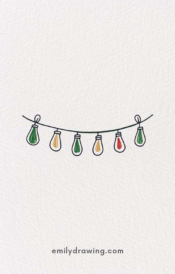 colorful Christmas lights - Easy Cute Christmas Drawing Ideas for kids