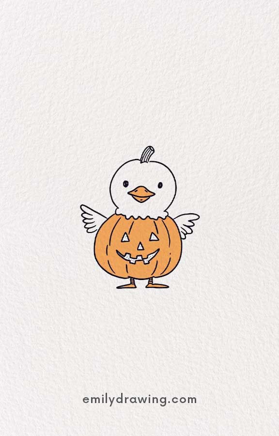 duck wearing pumpkin costume - Easy Cute Pumpkin Drawing Ideas for kids