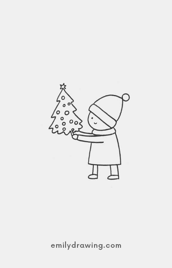 kids with Christmas tree - Easy Cute Christmas Drawing Ideas for kids