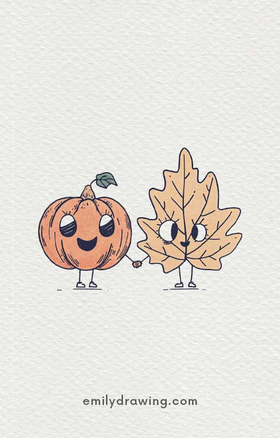 pumpkin and friends - Easy Cute Pumpkin Drawing Ideas for kids