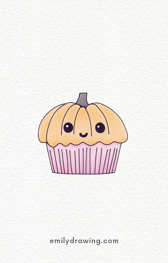 pumpkin cupcake - Easy Cute Pumpkin Drawing Ideas for kids