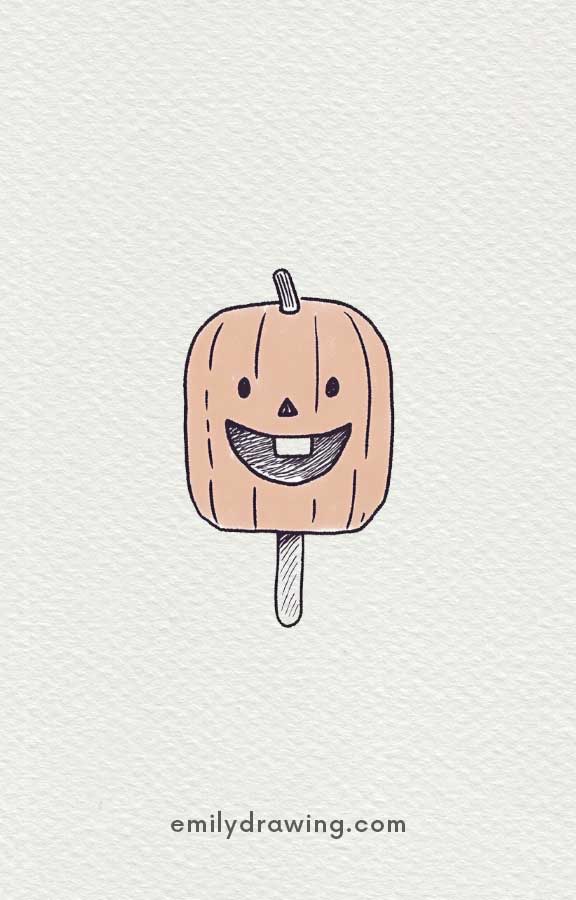 pumpkin popsicle - Easy Cute Pumpkin Drawing Ideas for kids