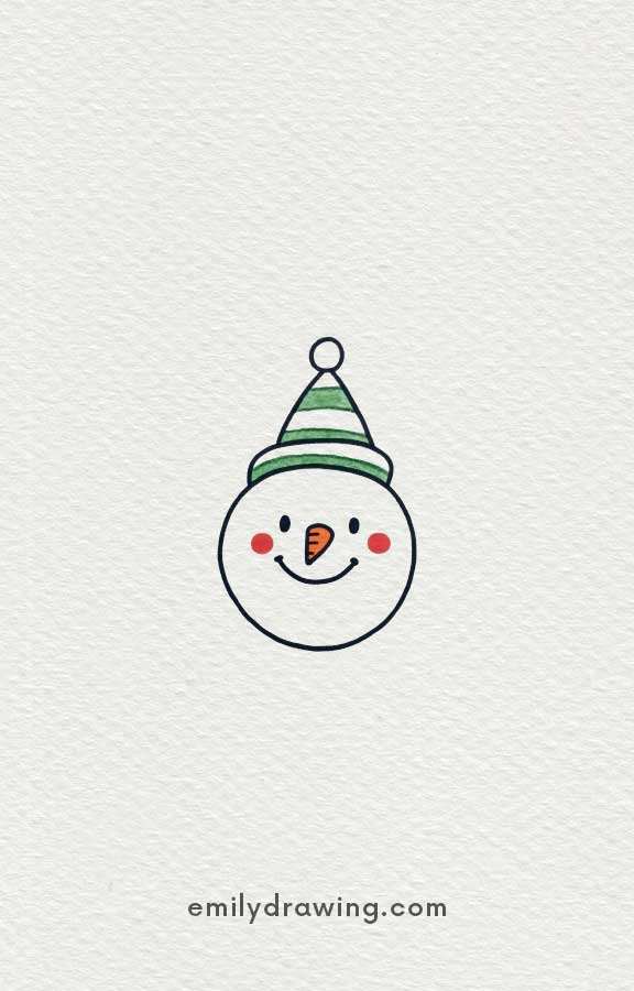 snowman face - Easy Cute Christmas Drawing Ideas for kids