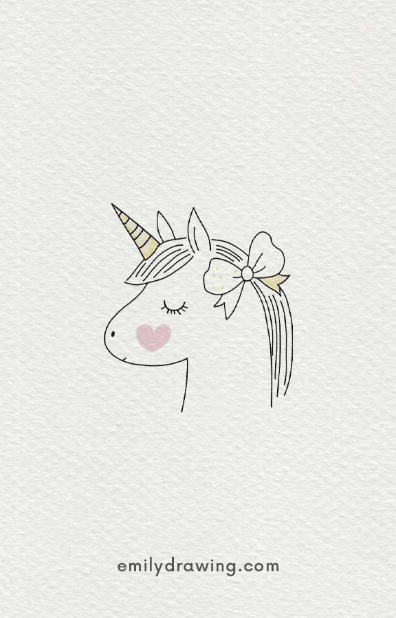 unicorn girl with a bow - Easy Cute Unicorn Drawing Ideas for kids