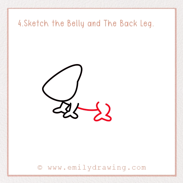 How to Draw a Chameleon - Step 4 - Sketch the Belly and The Back Leg