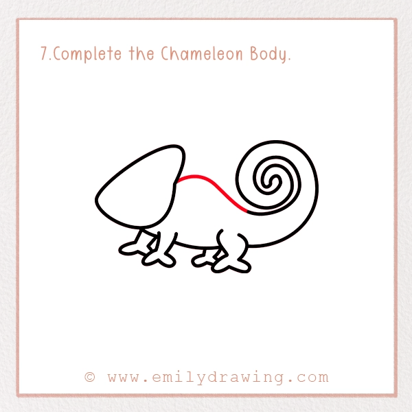 How to Draw a Chameleon - Step 7 - Complete the Chameleon Body