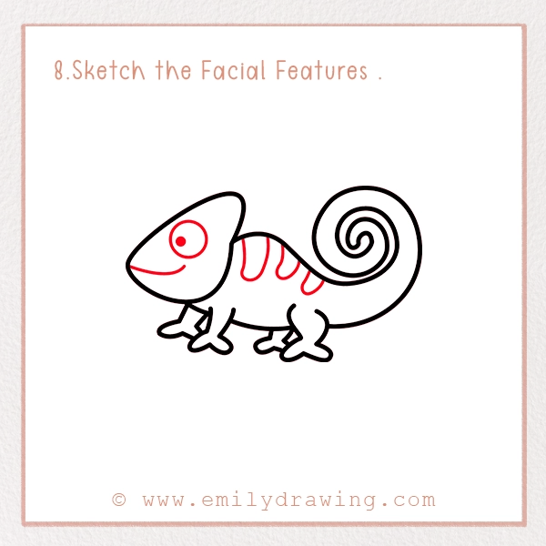 How to Draw a Chameleon - Step 8 - Sketch the Facial Features