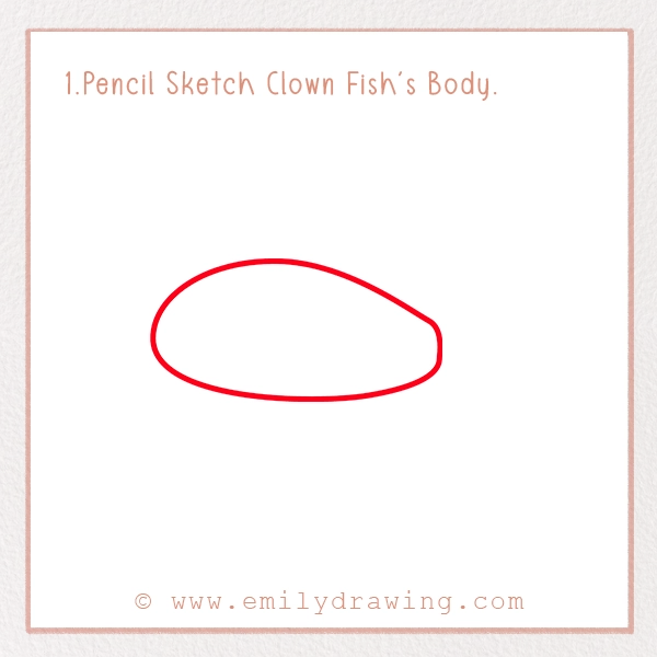 How to Draw a Clownfish - Step 1 - Pencil Sketch Clown Fish's Body