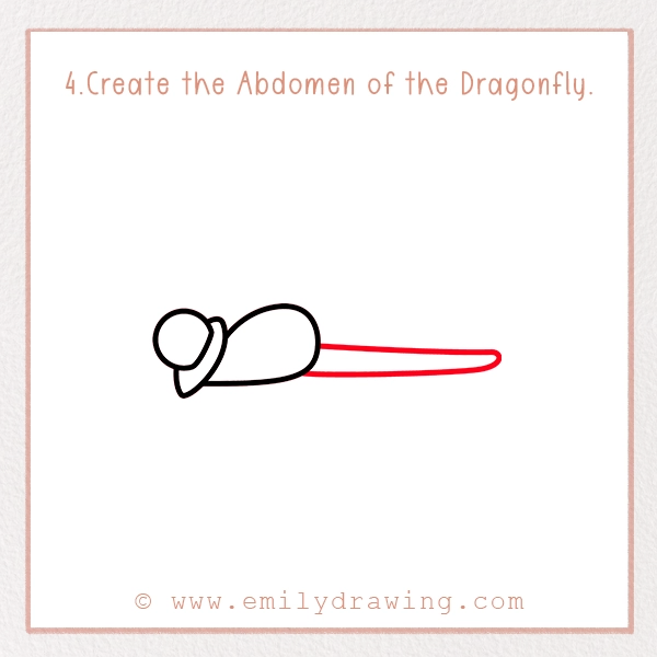 How to Draw a Dragonfly - Step 4 - Create the Abdomen of the Dragonfly