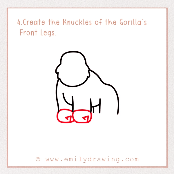 How to Draw a Gorilla - Step 4 - Create the Knuckles of the Gorilla’s Front Legs