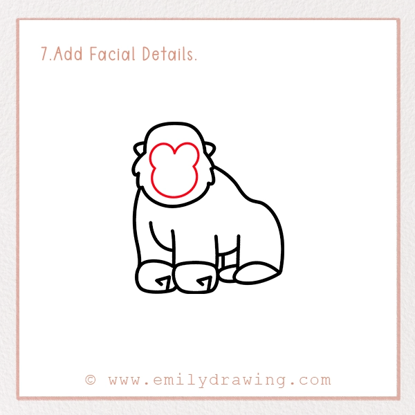 How to Draw a Gorilla - Step 7 - Add Facial Details