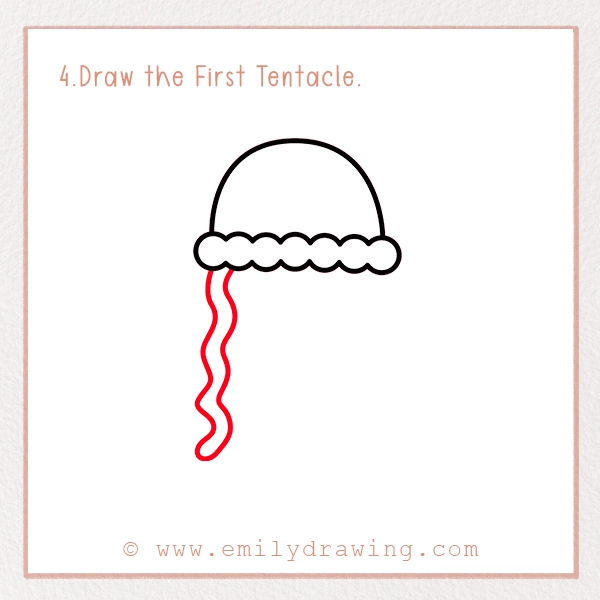 How to Draw a Jellyfish - Step 4 - Draw the First Tentacle