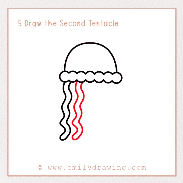 How to Draw a Jellyfish - Step 5 - Draw the Second Tentacle