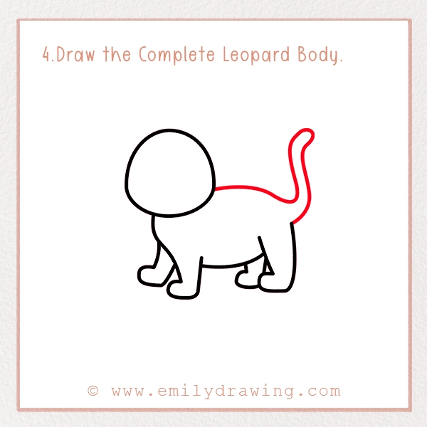 How to Draw a Leopard - Step 4 - Draw the Complete Leopard Body