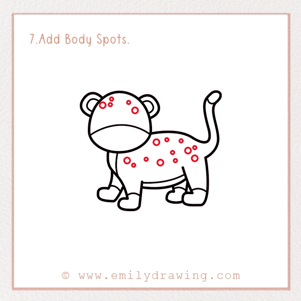 How to Draw a Leopard - Step 7 - Add Body Spots