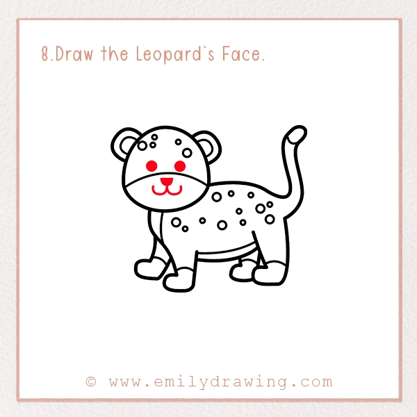 How to Draw a Leopard - Step 8 - Draw the Leopard’s Face