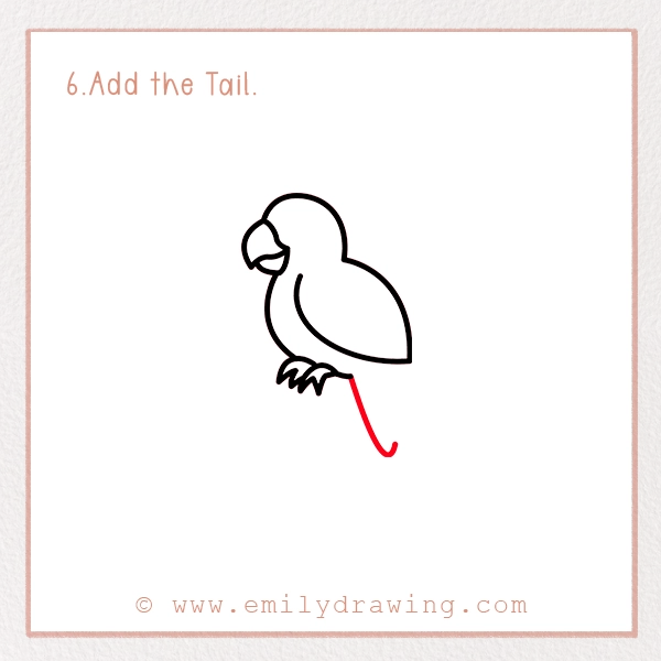 How to Draw a Macaw - Step 6 - Add the Tail