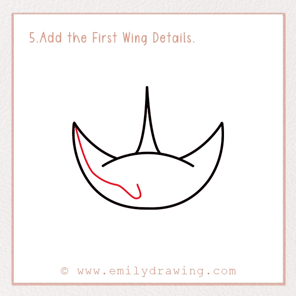 How to Draw a Manta Ray - Step 5 - Add the First Wing Details