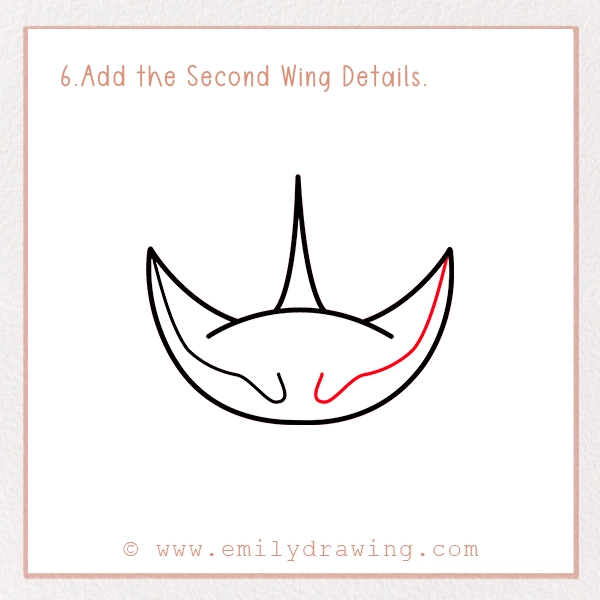 How to Draw a Manta Ray - Step 6 - Add the Second Wing Details