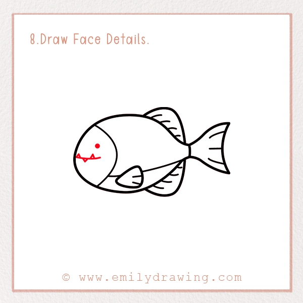 How to Draw a Piranha - Step 8 - Draw Face Details