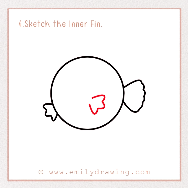 How to Draw a Puffer Fish - Step 4 - Sketch the Inner Fin