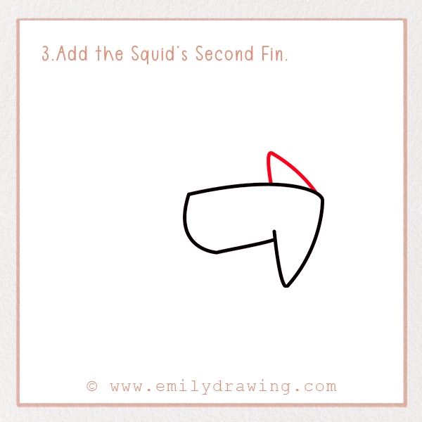 How to Draw a Squid - Step 3 - Add the Squid’s Second Fin