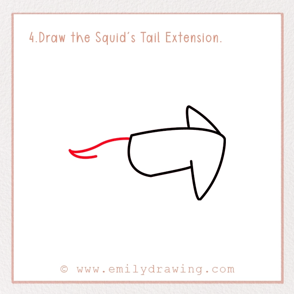 How to Draw a Squid - Step 4 - Draw the Squid's Tail Extension