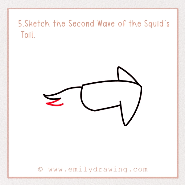 How to Draw a Squid - Step 5 - Sketch the Second Wave of the Squid's Tail