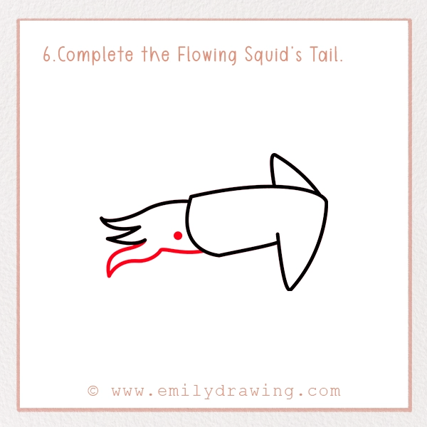 How to Draw a Squid - Step 6 - Complete the Flowing Squid’s Tail