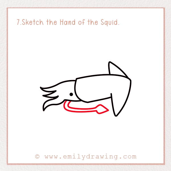 How to Draw a Squid - Step 7 - Sketch the Hand of the Squid