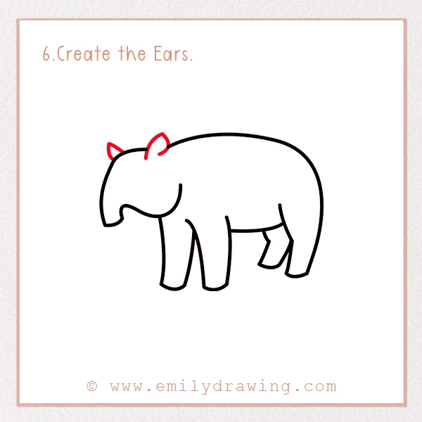 How to Draw a Tapir - Step 6 - Create the Ears