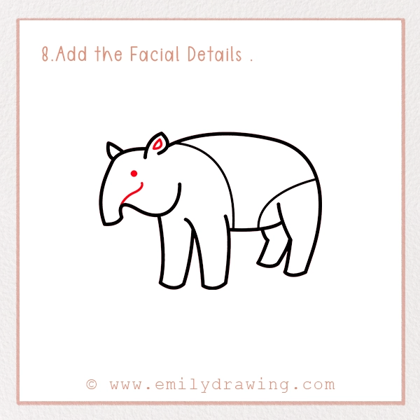 How to Draw a Tapir - Step 8 - Add the Facial Details