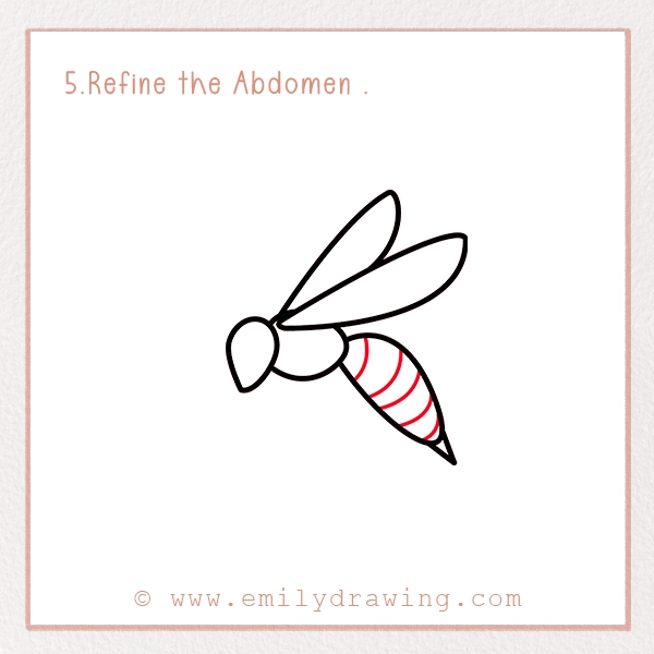 How to Draw a Wasp - Step 5 - Refine the Abdomen