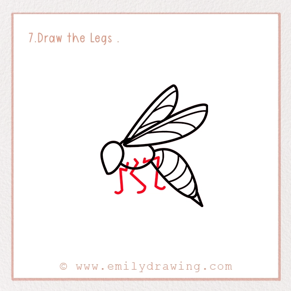 How to Draw a Wasp - Step 7 - Draw the Legs