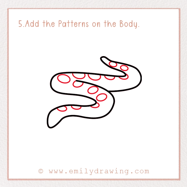 How to Draw an Anaconda - Step 5 - Add the Patterns on the Body