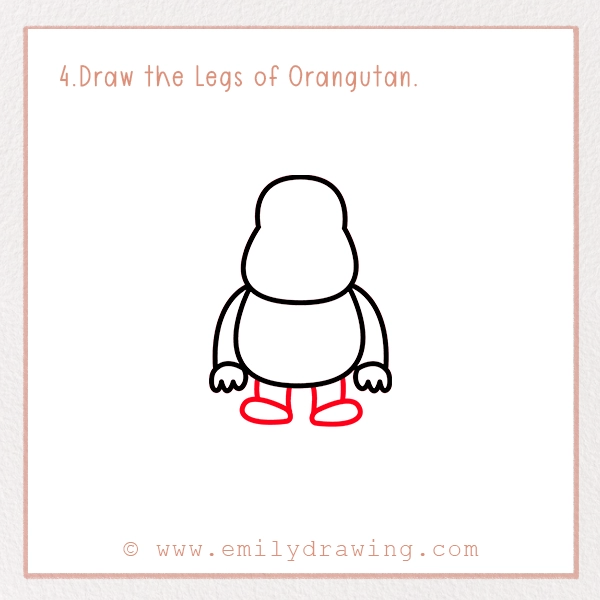 How to Draw an Orangutan - Step 4 - Draw the Legs of Orangutan