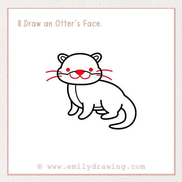 How to Draw an Otter - Step 8- Draw an Otter's Face