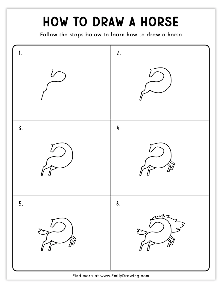 Learn to draw a galloping horse step by step.