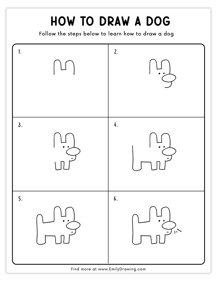 Simple step-by-step tutorial to draw a cartoon dog. Fun and quick for beginners and kids!