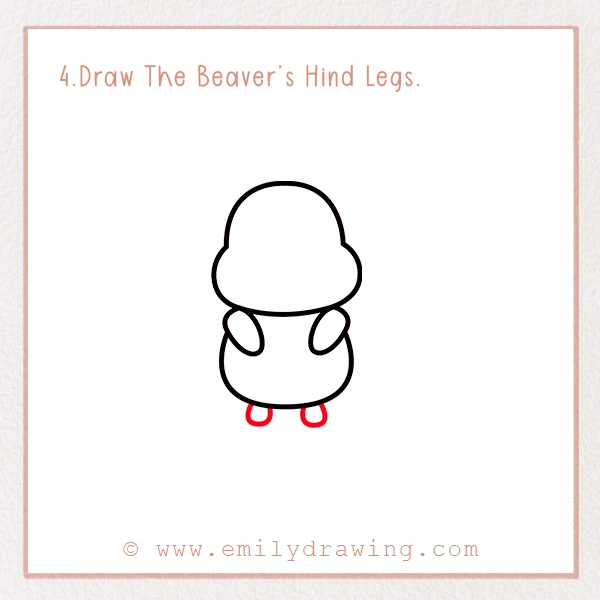 How to Draw a Beaver - Step 4 – Draw The Beaver’s Hind Legs