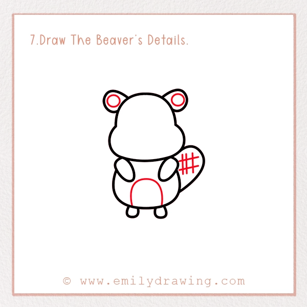 How to Draw a Beaver - Step 7 – Draw The Beaver’s Details