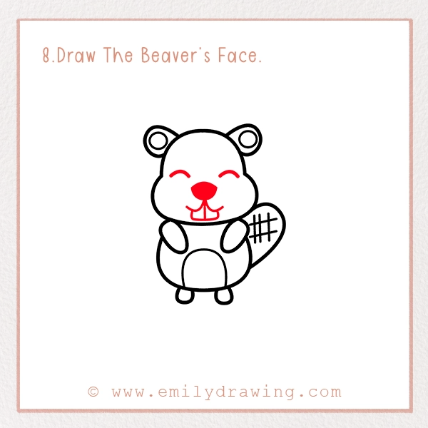 How to Draw a Beaver - Step 8 – Draw The Beaver’s Face