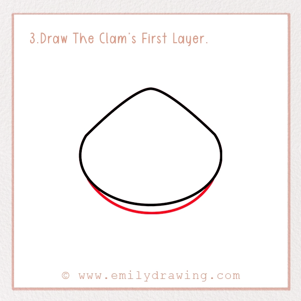 How to Draw a Clam - Step 3 – Draw The Clam’s First Layer