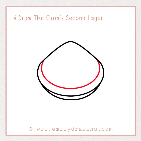 How to Draw a Clam - Step 4 – Draw The Clam’s Second Layer