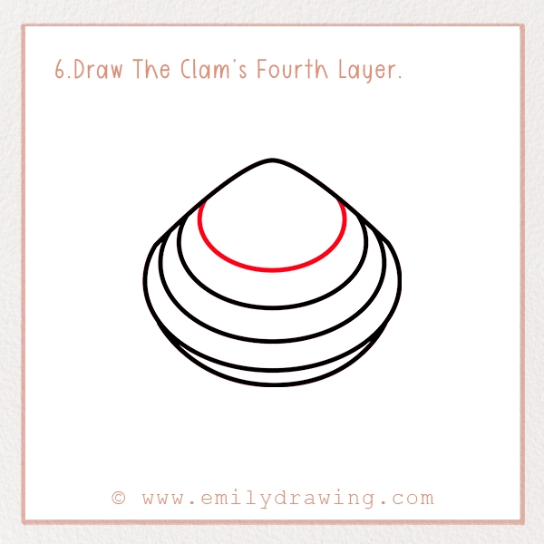 How to Draw a Clam - Step 6 – Draw The Clam’s Fourth Layer