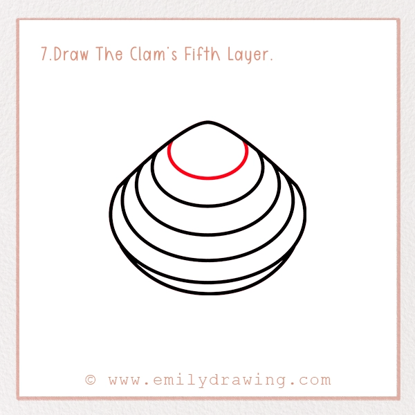 How to Draw a Clam - Step 7 – Draw The Clam’s Fifth Layer