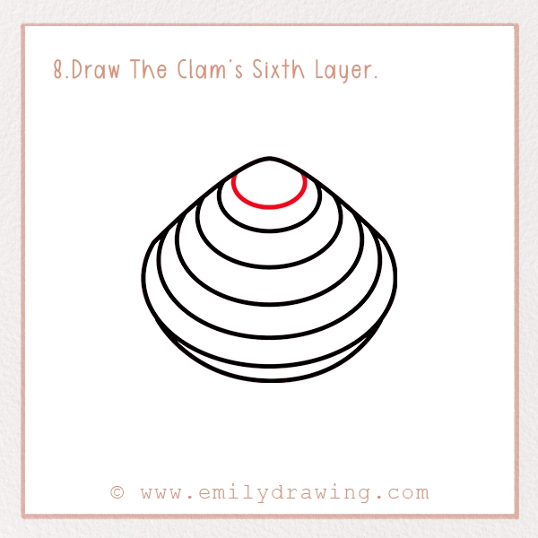 How to Draw a Clam - Step 8 – Draw The Clam’s Sixth Layer