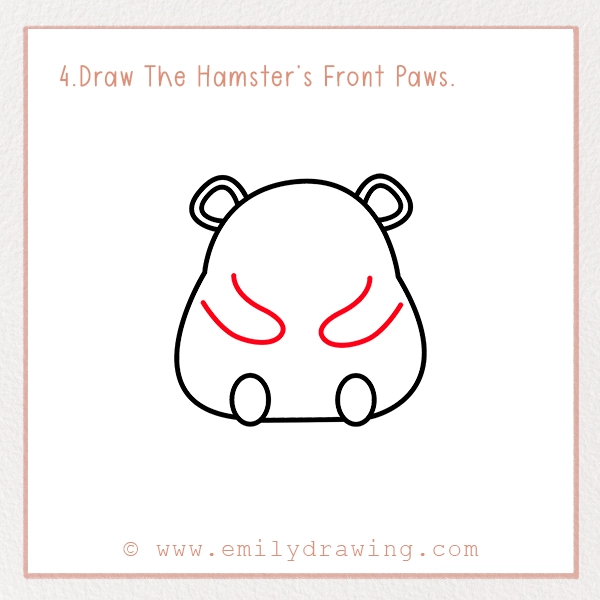 How to Draw a Hamster - Step 4 – Draw The Hamster’s Front Paws